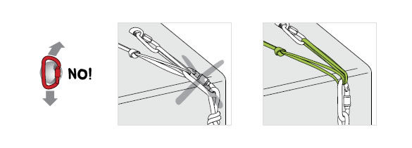 Zorg dat een karabiner vrij hangt.